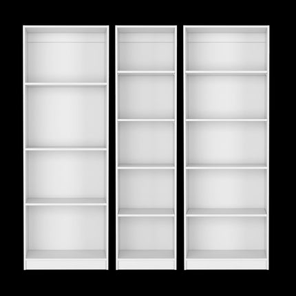 Set of Three White Wood Fourteen Tier Modular Bookcase