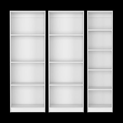 Set of Three White Wood Thirteen Tier Modular Bookcase