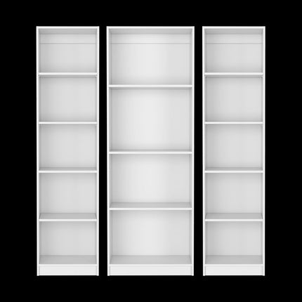Set of Three White Wood Fourteen Tier Modular Bookcase