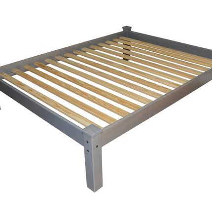Gray Solid Wood Full Bed Frame