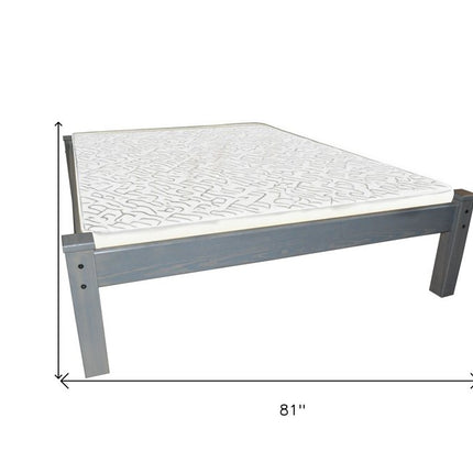 Gray Solid Wood Full Bed Frame