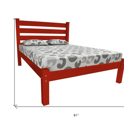 Red Solid Wood Twin Bed Frame