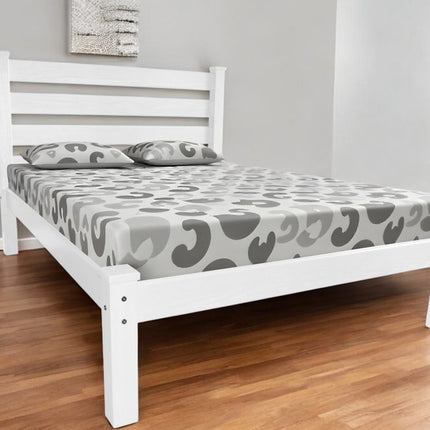 White Solid Wood Twin Bed Frame