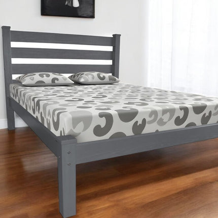 Gray Solid Wood Full Bed Frame