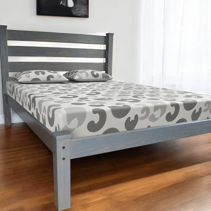 Gray Solid Wood Queen Bed Frame