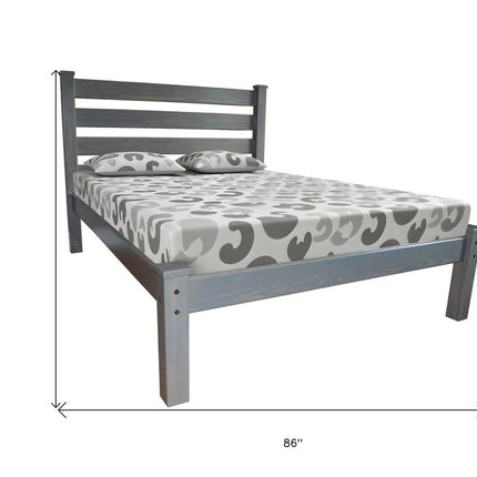 Gray Solid Wood Queen Bed Frame