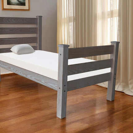 Gray Solid Wood Twin Bed Frame