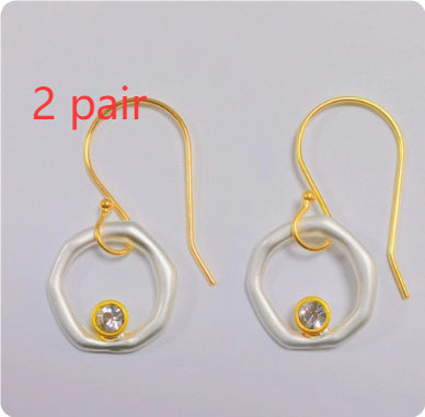 Irregular Circles Eardrops Rhinestone Sweet
