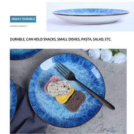 2/4/6pcs Ocean Theme Ceramic Salad Plates, 19.05 cm, Oven, Dishwasher, Microwave Safe
