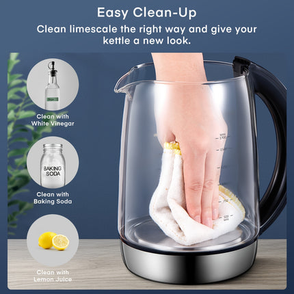 Electric Tea Kettle, 9 Temperature Control Presets Glass Kettle, 1200W Tea Pot with Removable Infuser