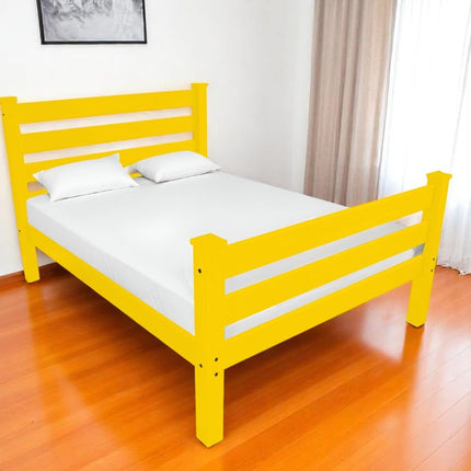 Yellow Solid Wood Queen Bed Frame