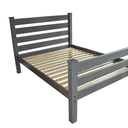 Gray Solid Wood Queen Bed Frame