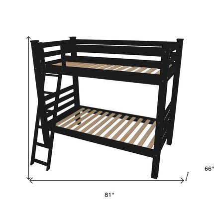 Black Twin Over Twin Solid Wood Bunk Bed