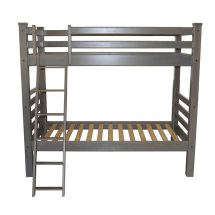 Gray Twin Over Twin Solid Wood Bunk Bed