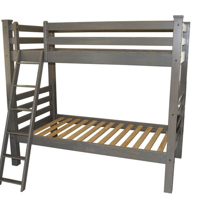 Gray Twin Over Twin Solid Wood Bunk Bed