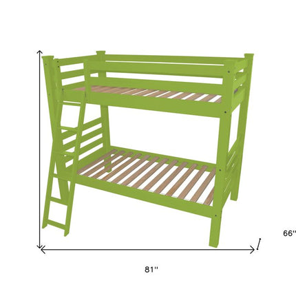 Green Twin Traditional Solid Wood Bunk Bed
