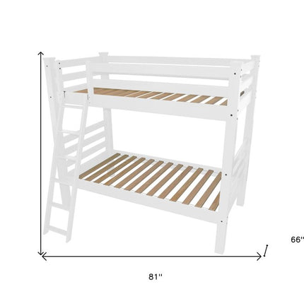White Twin Traditional Solid Wood Bunk Bed