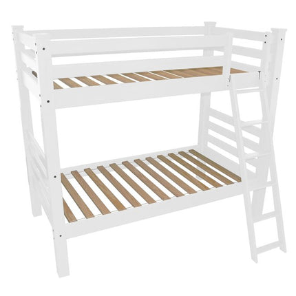 White Twin Traditional Solid Wood Bunk Bed