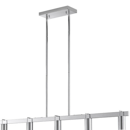 Silver And Clear Five Light Metal Dimmable Smart Enabled Chandelier With Clear Shades