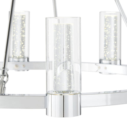 Silver And Clear Candle Style Eight Light Metal Dimmable Smart Enabled Chandelier With Clear Shades