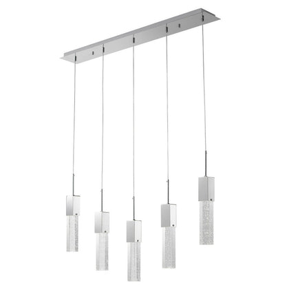 Silver And Clear Five Light Transparent Metal Dimmable Smart Enabled Chandelier With Clear Shades