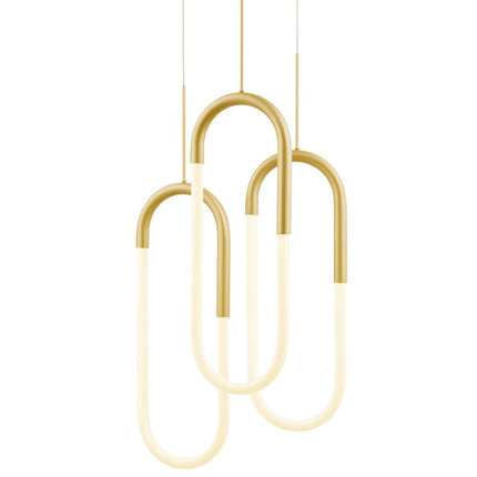 Gold Three Light Metal LED Dimmable Smart Enabled Chandelier