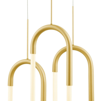 Gold Three Light Metal LED Dimmable Smart Enabled Chandelier