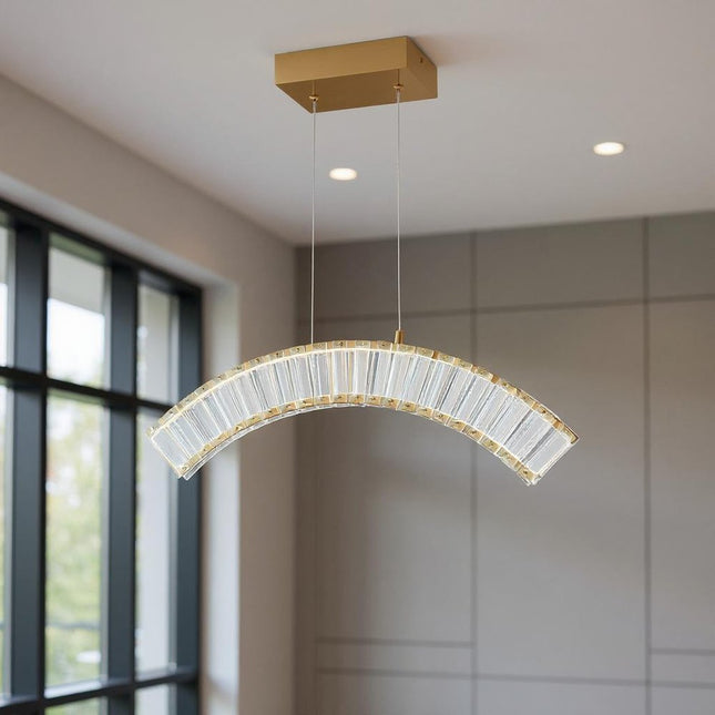 Gold And Clear Metal LED Dimmable Chandelier
