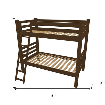Brown Full Traditional Solid Wood Bunk Bed