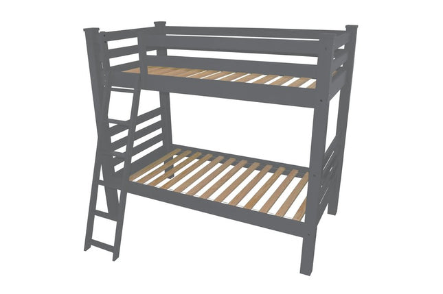 Gray Queen Traditional Solid Wood Bunk Bed