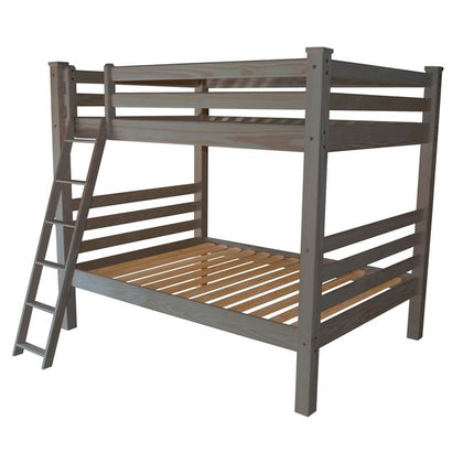 Gray Queen Over Queen Solid Wood Bunk Bed