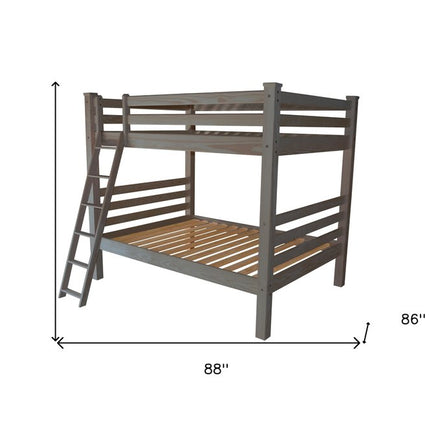Gray Queen Over Queen Solid Wood Bunk Bed