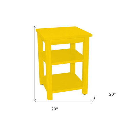 28" Yellow Solid Wood Nightstand