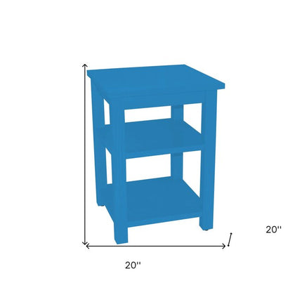 28" Blue Solid Wood Nightstand