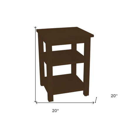 28" Dark Brown Solid Wood Nightstand