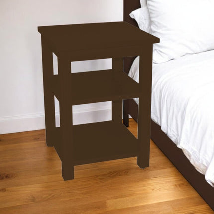 28" Dark Brown Solid Wood Nightstand