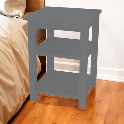 28" Gray Solid Wood Nightstand