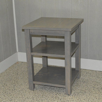28" Gray Solid Wood Nightstand