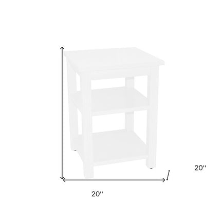 28" White Solid Wood Nightstand