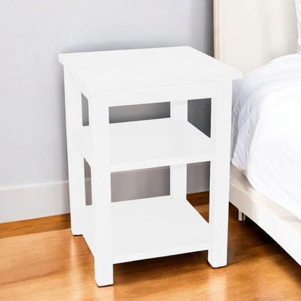 28" White Solid Wood Nightstand