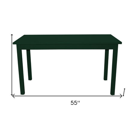 60" Dark Green Solid Wood Dining Table