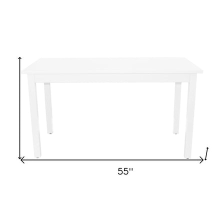 60" White Solid Wood Dining Table