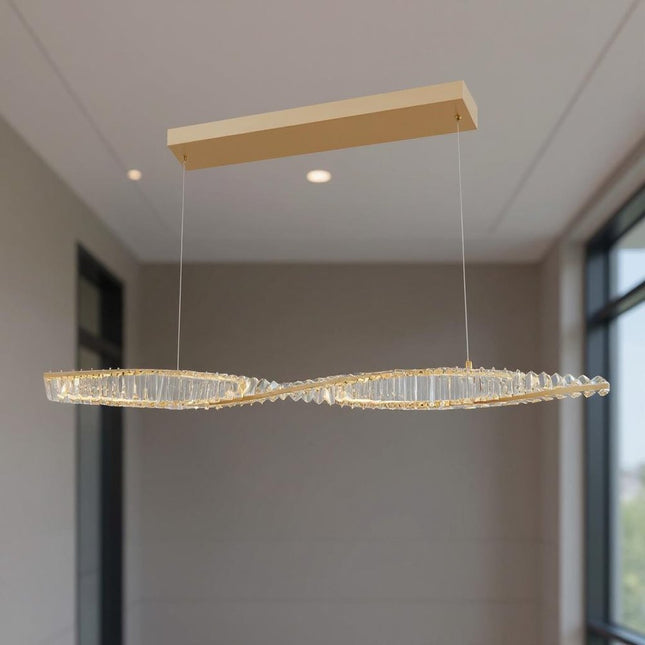 Gold And Clear Metal and Crystals LED Chandelier