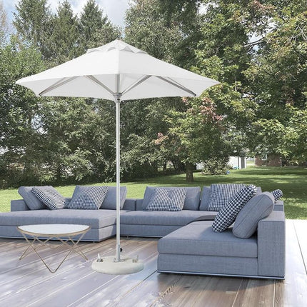 9' White Polyester Round Market Patio Umbrella