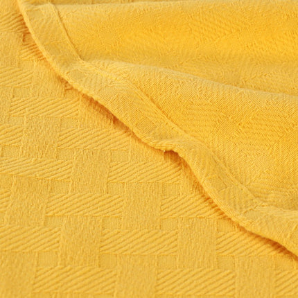 King Gold Cotton Basketweave Geometric Blanket