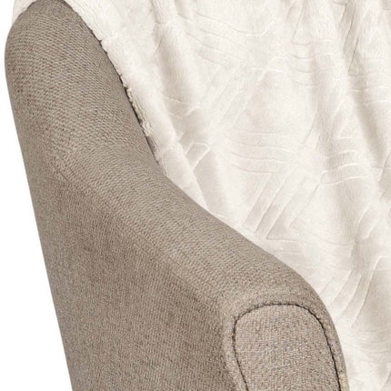 King Ivory Geometric Flannel Woven Plush Blanket