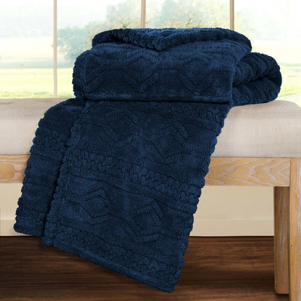 King Navy Blue Fleece Knitted Plush Blanket