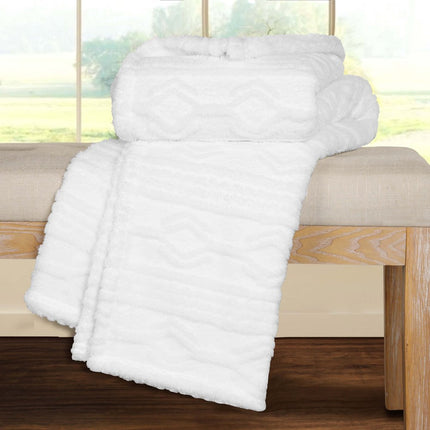 Twin White Fleece Knitted Plush Blanket