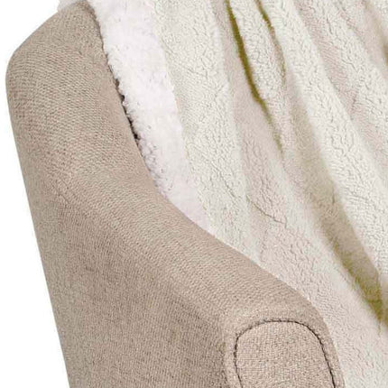 King Ivory Geometric Fleece Woven Plush Blanket