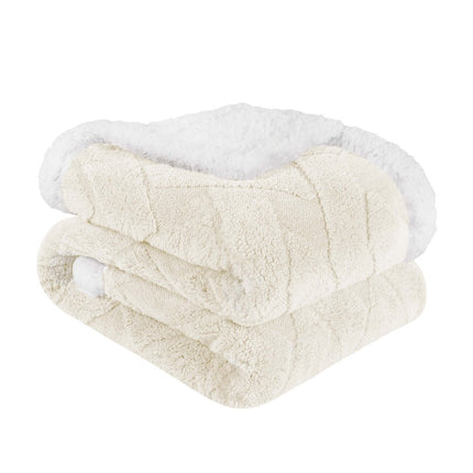 King Ivory Geometric Fleece Woven Plush Blanket